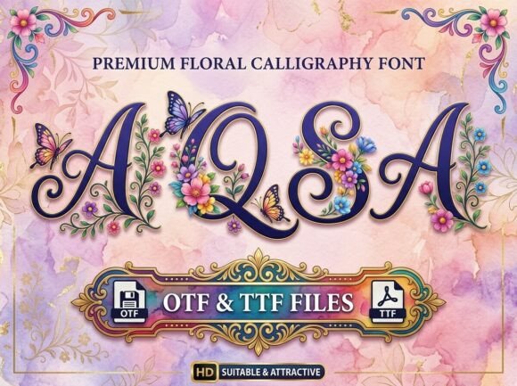 Aqsa: A Premium Floral Calligraphy Font for Web Design