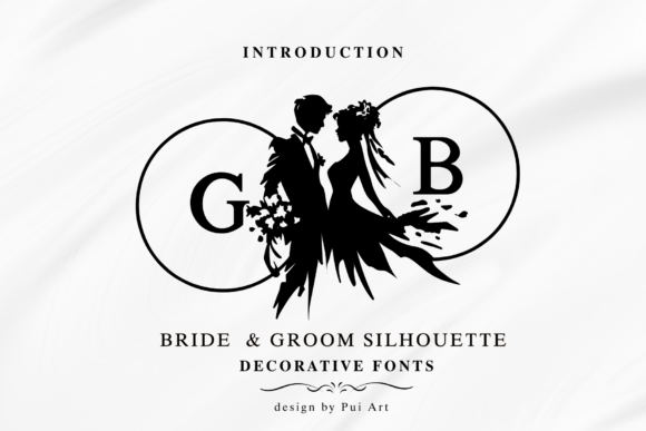 Bride Groom Silhouette Monogram: A Premium Font for Branding