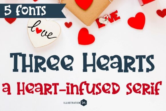 Three Hearts: A Bold Display Font for Crafters
